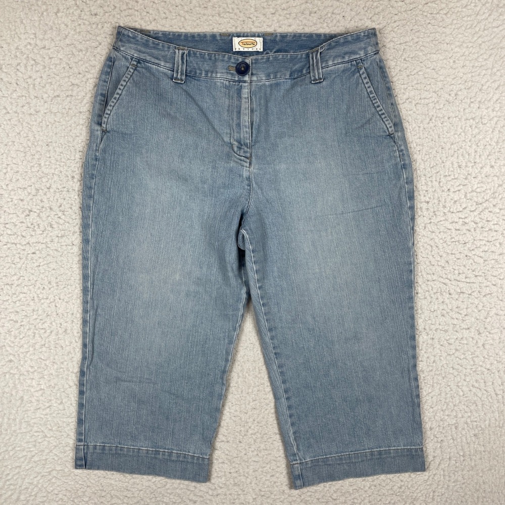 Talbots Capri Pants Women 14P Light Blue Stretch‎ Denim Cropped Jeans Casual